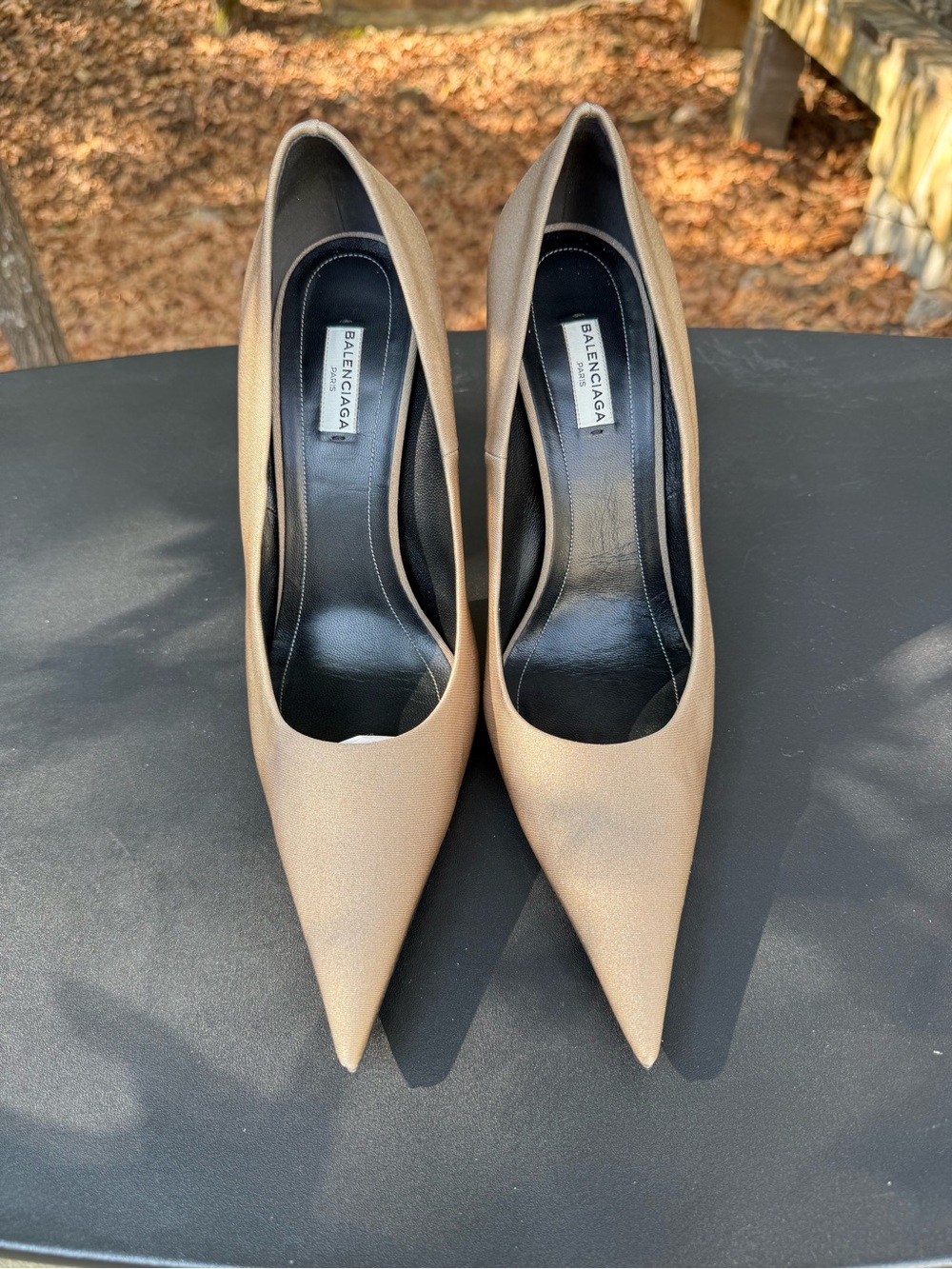 Balenciaga Knife Pumps Pointed-Toe Heels Tan US 4.5